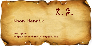 Khon Henrik névjegykártya